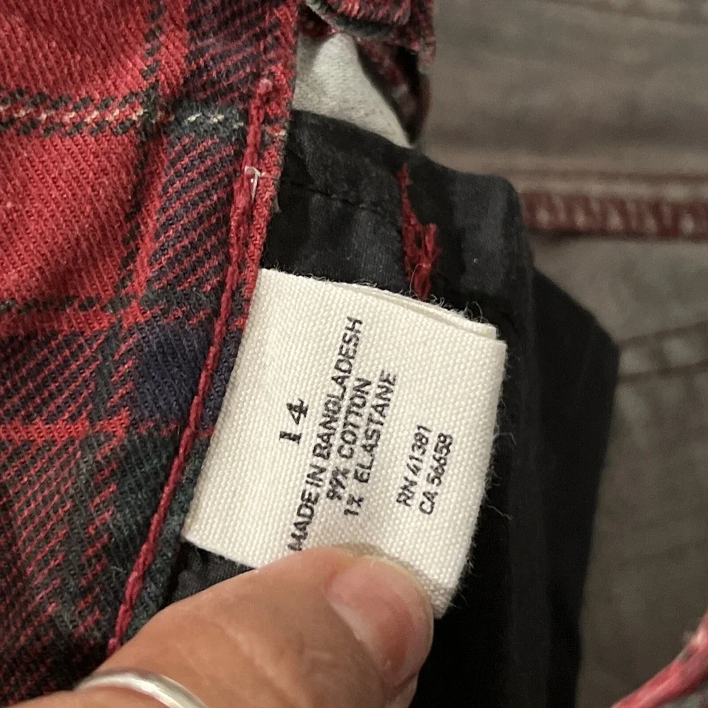 Ralph Lauren Red and Green Plaid Bowery Skinny Girls Jeans Size 14